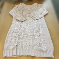 any FAM 淡いパープル ケーブルニット長袖ワンピース