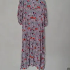 値下げ！インド製　花柄7分袖ロングワンピース
