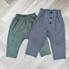 GUベビー♡裏起毛サマナルパンツ＆ハイウエストチェック柄パンツ2点セット