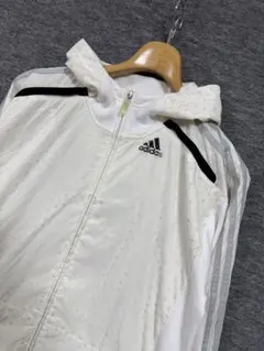 adidas アディダス ナイロン ジャージ ジャケット 白 ロゴプリント