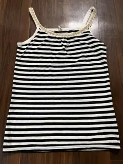 ⭐️Vis ビジュー付きボーダーキャミソール 黒と白