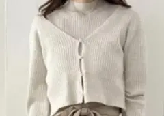 ナイスクラップ パールカーディガンセット半袖ニット