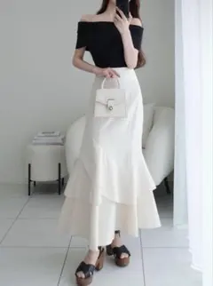 GRL ティアードフリルアシンメトリーマーメイドスカートgc300