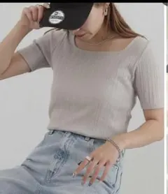 COLONY2139 ランダムテレコ前後2WAY半袖スクエアネックTシャツ