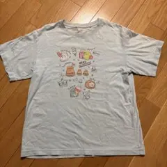 すみっコぐらし Tシャツ UNIQLO 150cm 水色しわあり 発送前アイロン