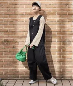 SOMETHING ✕ FREAK'S STORE/別注ボタンフライサロペット