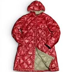 モンベル　ダウンコート　L　フード付　美品　mont-bell　ワインレッド