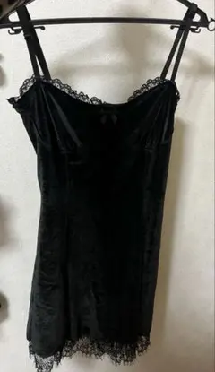 ブラックベルベットキャミワンピース