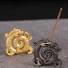 お香立て　インテリア　龍　置物　ゴールド　ブロンズ　リビング　寝室　2こセット