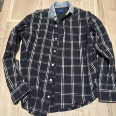 BEAMS ネイビー ホワイト グリーン　チェック シャツ S