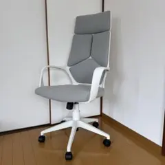ファブリック オフィスチェア LOWYA 立体ハイバック ホワイト×グレー