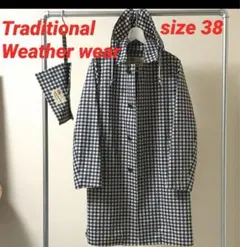 トラディショナル ウェザーウェア ステンカラー ネイビーギンガム 38
