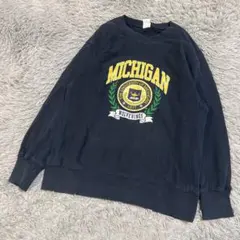ミシガン大学　リバースウィーブタイプ　プルオーバースウェット　ビッグプリント　L