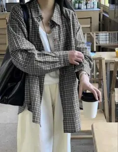 ギンガムチェックシャツ 黒　長袖 SHEIN Sサイズ トップス