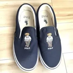 POLOラルフローレンポロベア刺繍 ネイビースリッポンスニーカー 26〜27㎝