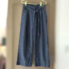 coen　ワイドデニムパンツ　腰ひも付き　Mサイズ