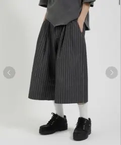 Perushu ハーフパンツ ジーンズ スタッズデザイン ワイドハーフパンツ