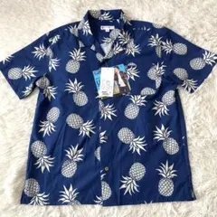 Restoration アロハシャツ 総柄　パイナップル　ネイビー　新品