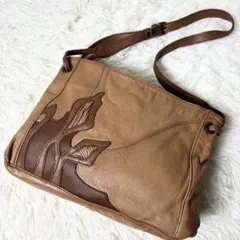 イビサ　IBIZA ショルダーバッグ　キャメル　レザー　パッチワーク　斜め掛け