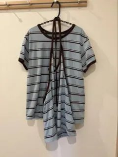 SLOBE IENA ホルターネックボーダーTセット ブルー✖︎ブラウン