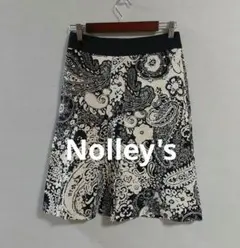 Nolley's 麻混 フラワー ペイズリー柄 ひざ丈 スカート 38 日本製のサムネイル