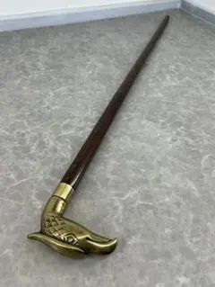希少・縁起物】木彫り 魚モチーフ ステッキ 杖 木製 ハンドメイド 彫刻