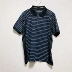 UNIQLO ユニクロ ボーダー 黒系 スポーツシャツ 襟あり 通気性