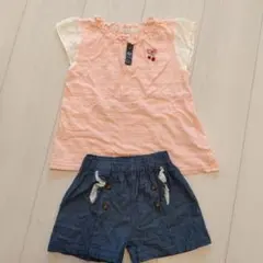 110cm トップスとショートパンツセット