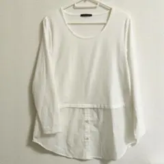 aquagarage ホワイト 長袖 トップス 裾シャツ風 レイヤード