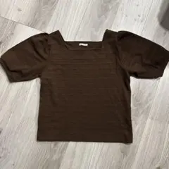 ブラウン バルーンスリーブ トップス 半袖