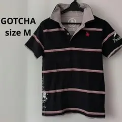 GOTCHA ポロシャツ ボーダー 黒　ガッチャ　Y2K　お兄系