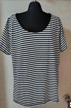 ストライプ 半袖Tシャツ 4Lサイズ 黒白ストライプ
