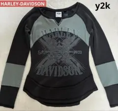 Harley-Davidson Vネック サーマル ワッフル カットソーy2kのサムネイル