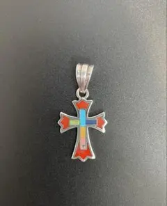 ペンダントトップ　クロス　シルバー925 天然石