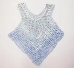 ハンドメイド　クロッシェベスト　かぎ針編み ノースリーブ 淡い青紫　重ね着フリー