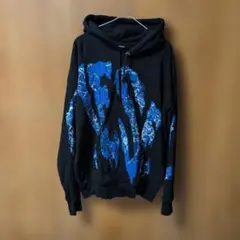 使用感極少 美品 DIESEL ブラック/ブルー グラフィックパーカー