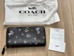 COACH 長財布 花柄 犬イラスト　ディズニーコラボ