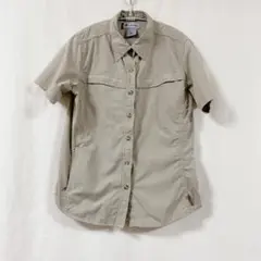 Columbia 半袖シャツ M レディース　ベージュチェック　コロンビア