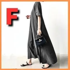 黒ロングワンピース　フレア　バンドカラーシャツワンピース 半袖　モード系　春夏