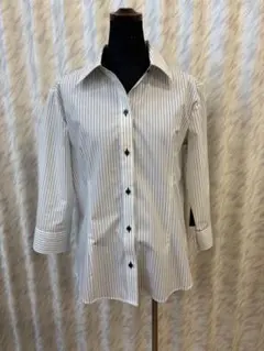 ホワイトストライプ 五分袖シャツ