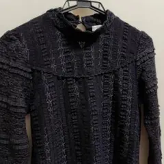 アクシーズファム　黒レース花柄　ハイネック長袖トップス M