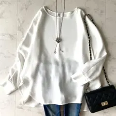 2023.美品☆プルミエアロンディスモン 洗える ドルマンブラウス ゆったり 白