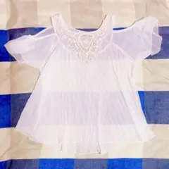 肩出し レースブラウス 白 ホワイト シースルー