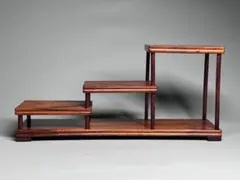 盆栽飾り台 唐木 盆栽台 花台: 紫檀 角高卓 盆栽台 漆 高さ47cm 大阪唐木指物 no.8866 / 唐木