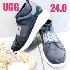 【人気】UGG アグ スニーカー 24cm ブラック 厚底 ロゴ入り