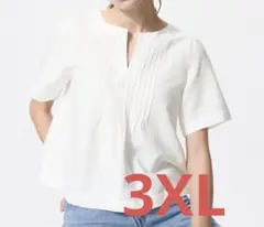 UNIQLO リネンブレンドキーネックブラウス OFF WHITE 3XLのサムネイル