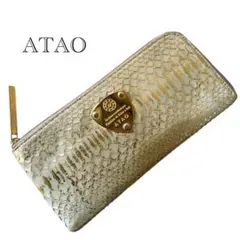 ATAO Limo 長財布 HAKU 箔 金色 パイソン 蛇柄 ファスナー 金運のサムネイル