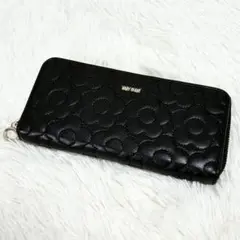 美品》MARY QUANT キルトフォームデイジー パース 長財布 ブラック