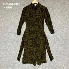 Richard Allan × H&M 長袖シャツ 원피스 黒と金の模様
