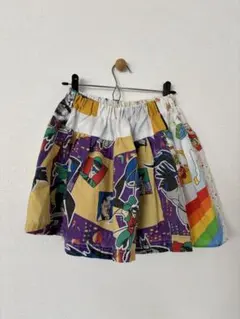 「古着」　アメリカ輸入生地リメイク ヴィンテージプリント フレアスカート